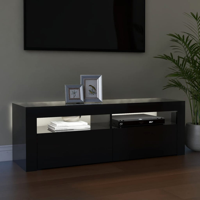 TV Cabinet with LED Lights High Gloss Black 120x35x40 cm Payday Deals