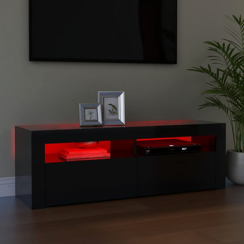 TV Cabinet with LED Lights High Gloss Black 120x35x40 cm Payday Deals