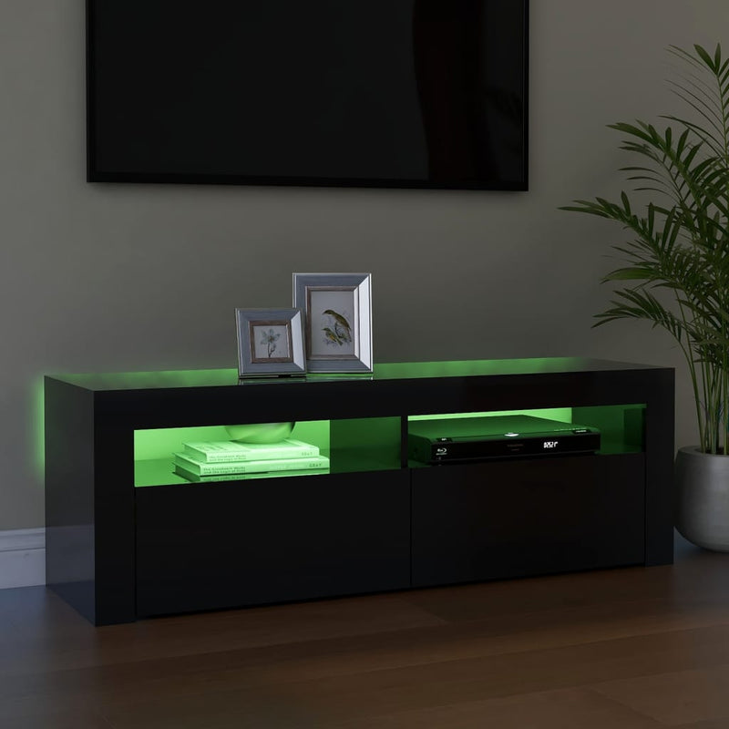 TV Cabinet with LED Lights High Gloss Black 120x35x40 cm Payday Deals