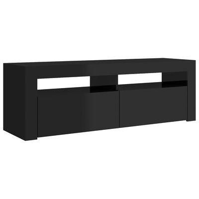 TV Cabinet with LED Lights High Gloss Black 120x35x40 cm Payday Deals