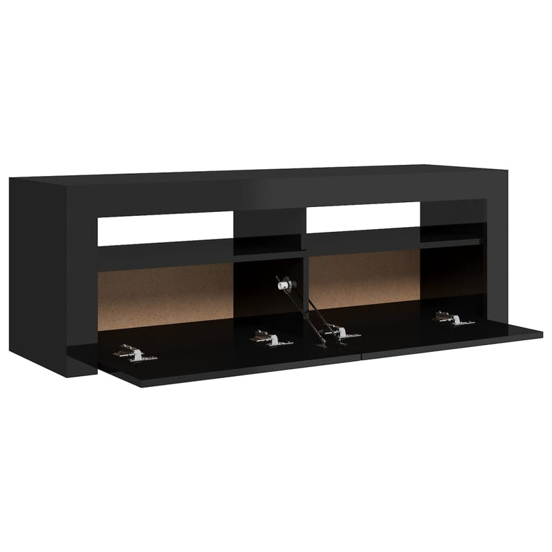 TV Cabinet with LED Lights High Gloss Black 120x35x40 cm Payday Deals