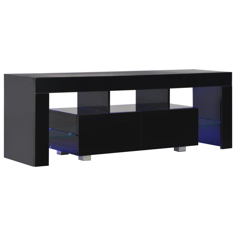 TV Cabinet with LED Lights High Gloss Black 130x35x45 cm Payday Deals