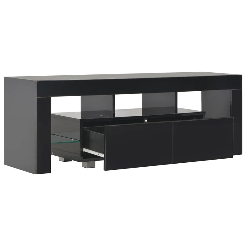 TV Cabinet with LED Lights High Gloss Black 130x35x45 cm Payday Deals