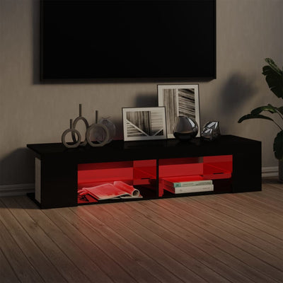 TV Cabinet with LED Lights High Gloss Black 135x39x30 cm Payday Deals