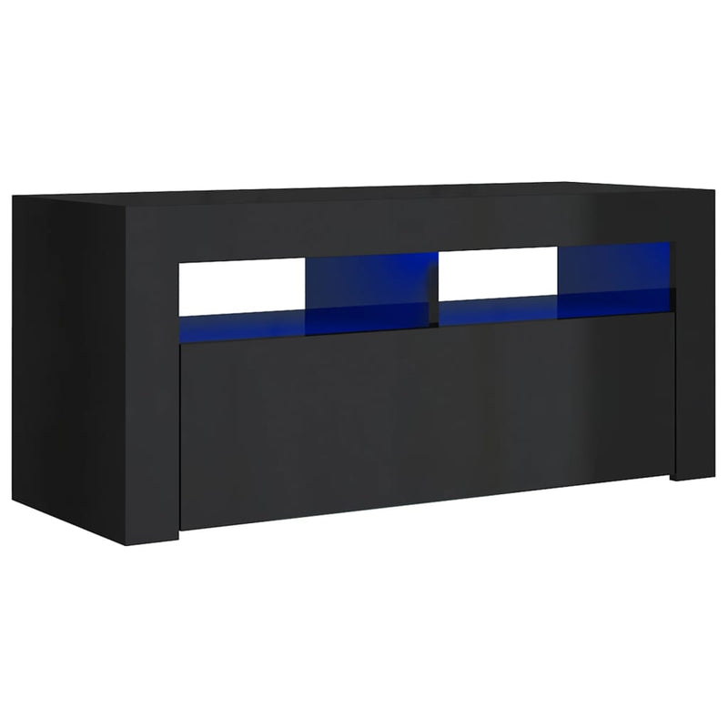 TV Cabinet with LED Lights High Gloss Black 90x35x40 cm Payday Deals