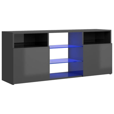 TV Cabinet with LED Lights High Gloss Grey 120x30x50 cm Payday Deals