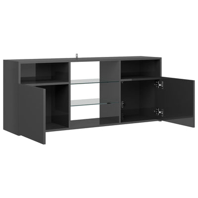 TV Cabinet with LED Lights High Gloss Grey 120x30x50 cm Payday Deals