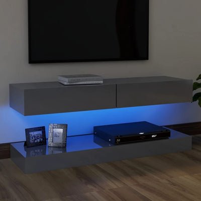 TV Cabinet with LED Lights High Gloss Grey 120x35 cm Payday Deals