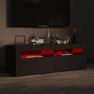 TV Cabinet with LED Lights High Gloss Grey 120x35x40 cm Payday Deals