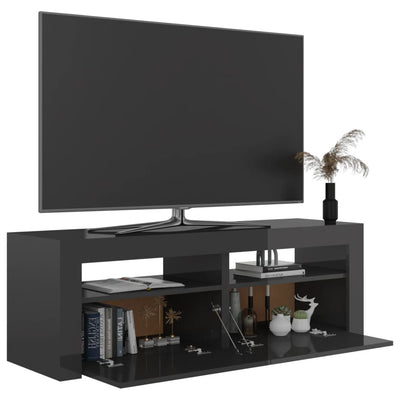 TV Cabinet with LED Lights High Gloss Grey 120x35x40 cm Payday Deals