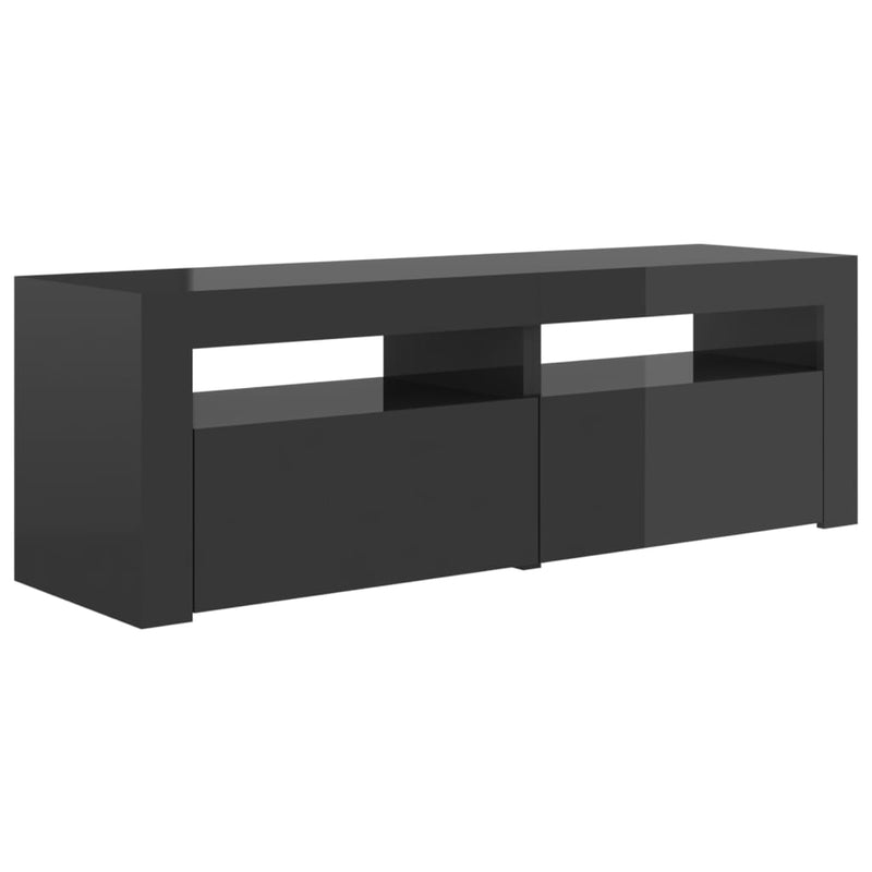 TV Cabinet with LED Lights High Gloss Grey 120x35x40 cm Payday Deals