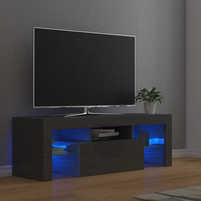 TV Cabinet with LED Lights High Gloss Grey 120x35x40 cm