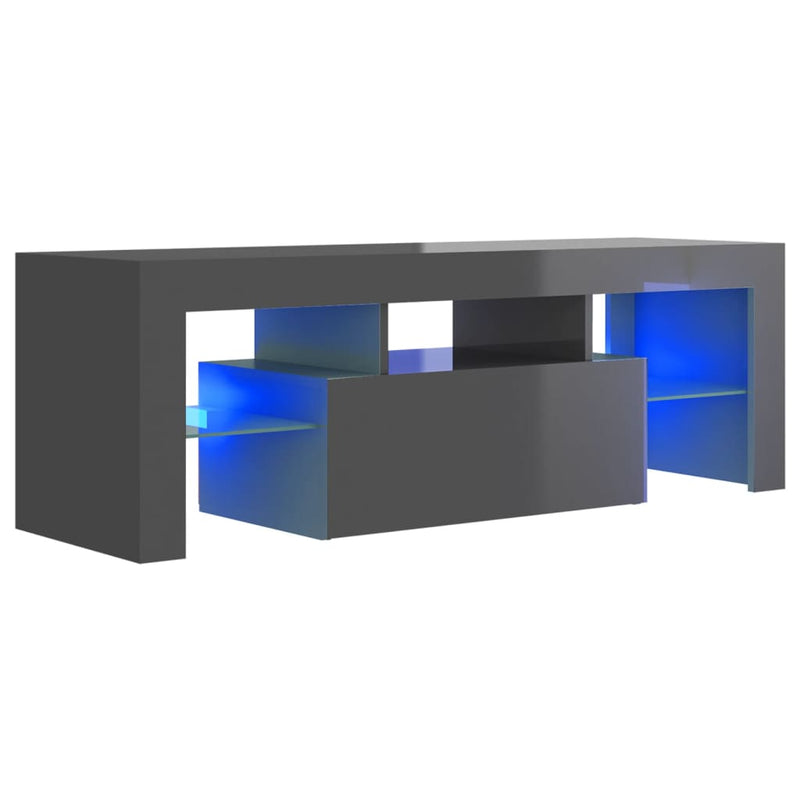 TV Cabinet with LED Lights High Gloss Grey 120x35x40 cm Payday Deals