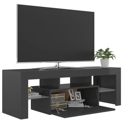 TV Cabinet with LED Lights High Gloss Grey 120x35x40 cm Payday Deals