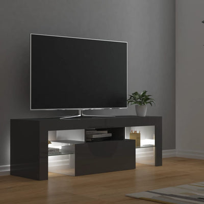 TV Cabinet with LED Lights High Gloss Grey 120x35x40 cm Payday Deals