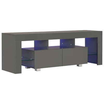 TV Cabinet with LED Lights High Gloss Grey 130x35x45 cm Payday Deals