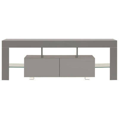 TV Cabinet with LED Lights High Gloss Grey 130x35x45 cm Payday Deals