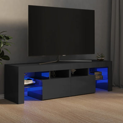 TV Cabinet with LED Lights High Gloss Grey 140x36.5x40 cm