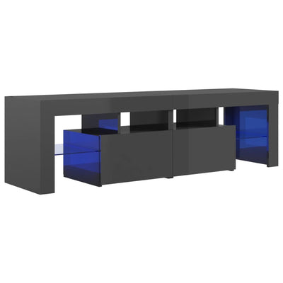 TV Cabinet with LED Lights High Gloss Grey 140x36.5x40 cm Payday Deals