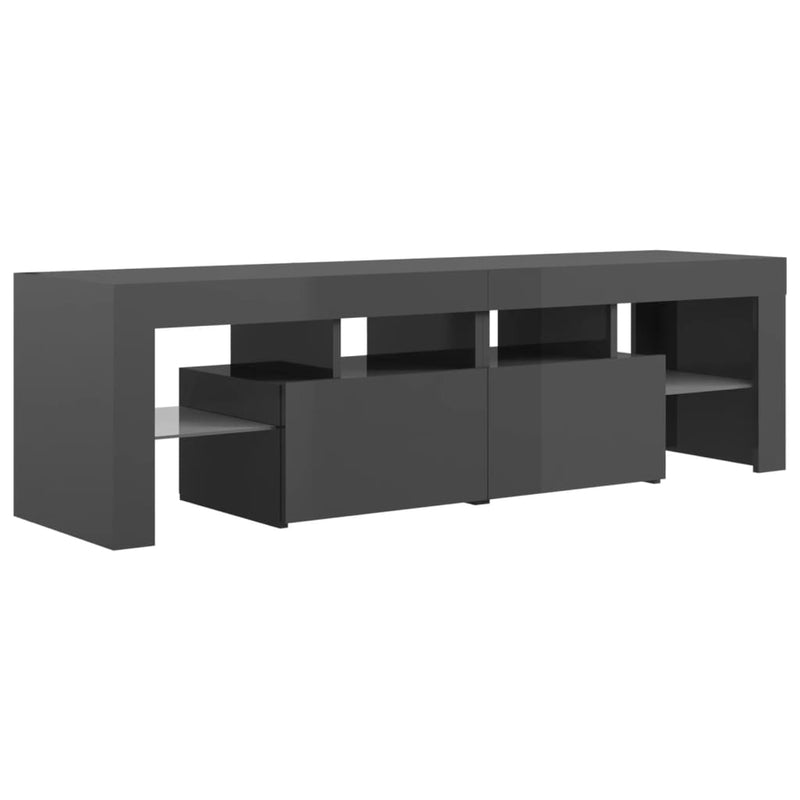 TV Cabinet with LED Lights High Gloss Grey 140x36.5x40 cm Payday Deals