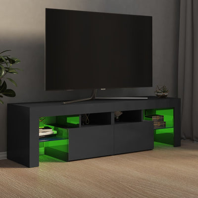 TV Cabinet with LED Lights High Gloss Grey 140x36.5x40 cm Payday Deals