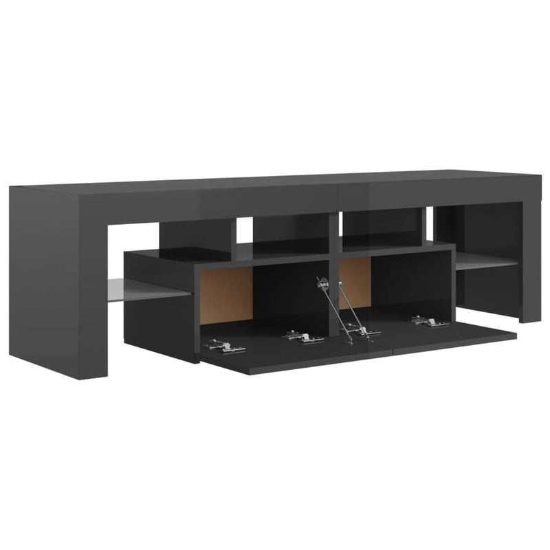 TV Cabinet with LED Lights High Gloss Grey 140x36.5x40 cm Payday Deals