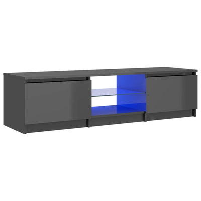 TV Cabinet with LED Lights High Gloss Grey 140x40x35.5 cm Payday Deals