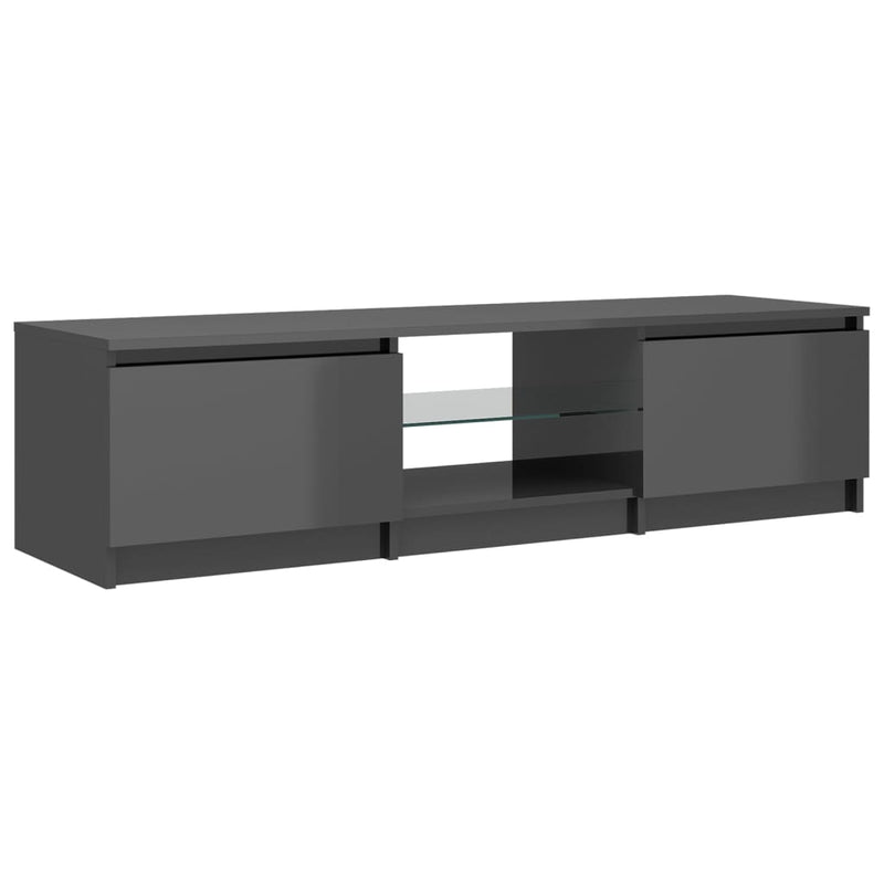 TV Cabinet with LED Lights High Gloss Grey 140x40x35.5 cm Payday Deals