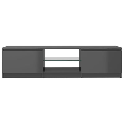 TV Cabinet with LED Lights High Gloss Grey 140x40x35.5 cm Payday Deals