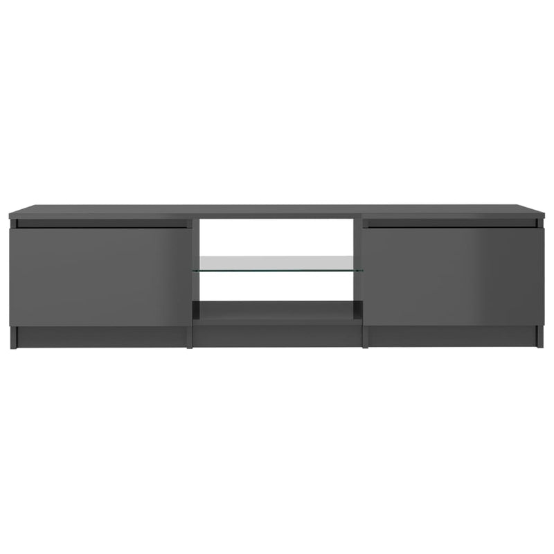 TV Cabinet with LED Lights High Gloss Grey 140x40x35.5 cm Payday Deals