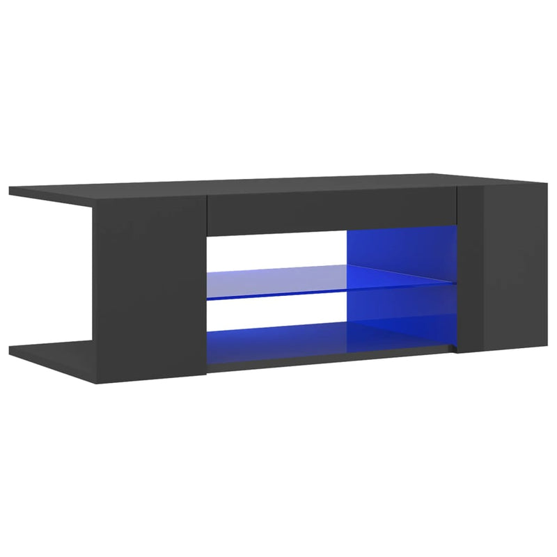 TV Cabinet with LED Lights High Gloss Grey 90x39x30 cm Payday Deals