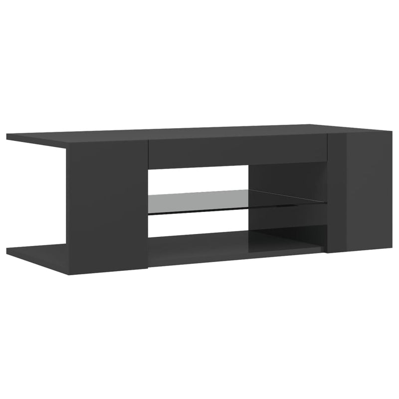 TV Cabinet with LED Lights High Gloss Grey 90x39x30 cm Payday Deals