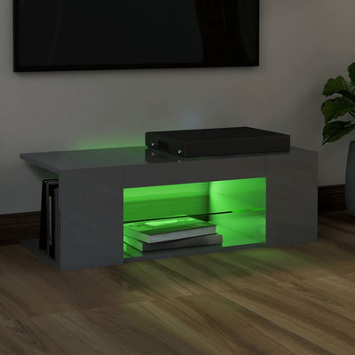 TV Cabinet with LED Lights High Gloss Grey 90x39x30 cm Payday Deals