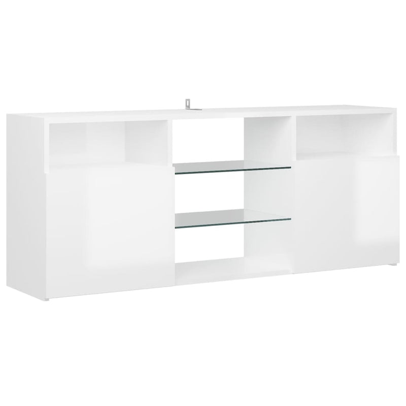 TV Cabinet with LED Lights High Gloss White 120x30x50 cm Payday Deals