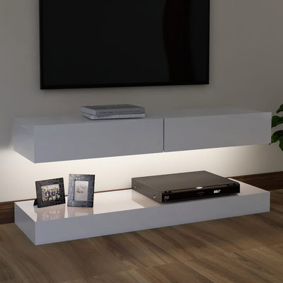 TV Cabinet with LED Lights High Gloss White 120x35 cm Payday Deals