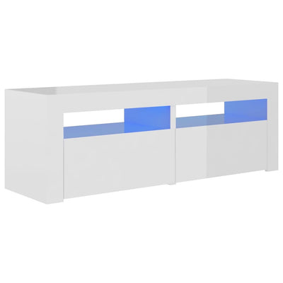 TV Cabinet with LED Lights High Gloss White 120x35x40 cm Payday Deals