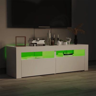 TV Cabinet with LED Lights High Gloss White 120x35x40 cm Payday Deals