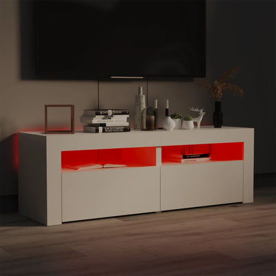 TV Cabinet with LED Lights High Gloss White 120x35x40 cm Payday Deals