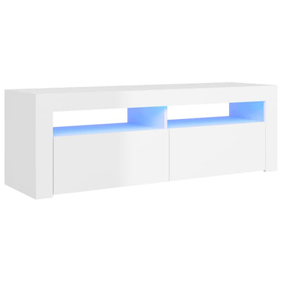 TV Cabinet with LED Lights High Gloss White 120x35x40 cm Payday Deals