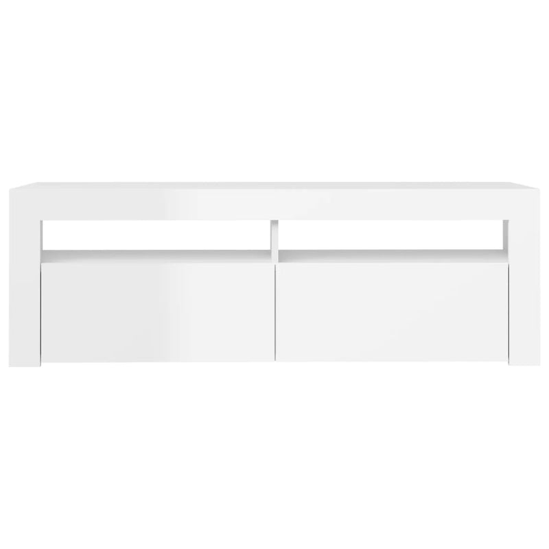 TV Cabinet with LED Lights High Gloss White 120x35x40 cm Payday Deals