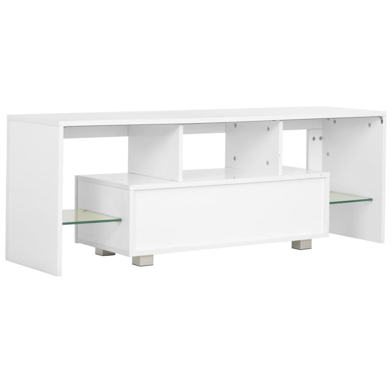 TV Cabinet with LED Lights High Gloss White 130x35x45 cm Payday Deals