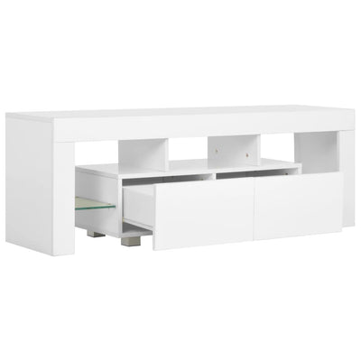 TV Cabinet with LED Lights High Gloss White 130x35x45 cm Payday Deals