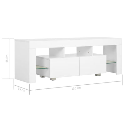 TV Cabinet with LED Lights High Gloss White 130x35x45 cm Payday Deals