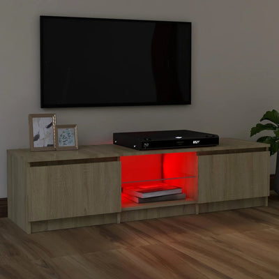 TV Cabinet with LED Lights Sonoma Oak 120x30x35.5 cm Payday Deals