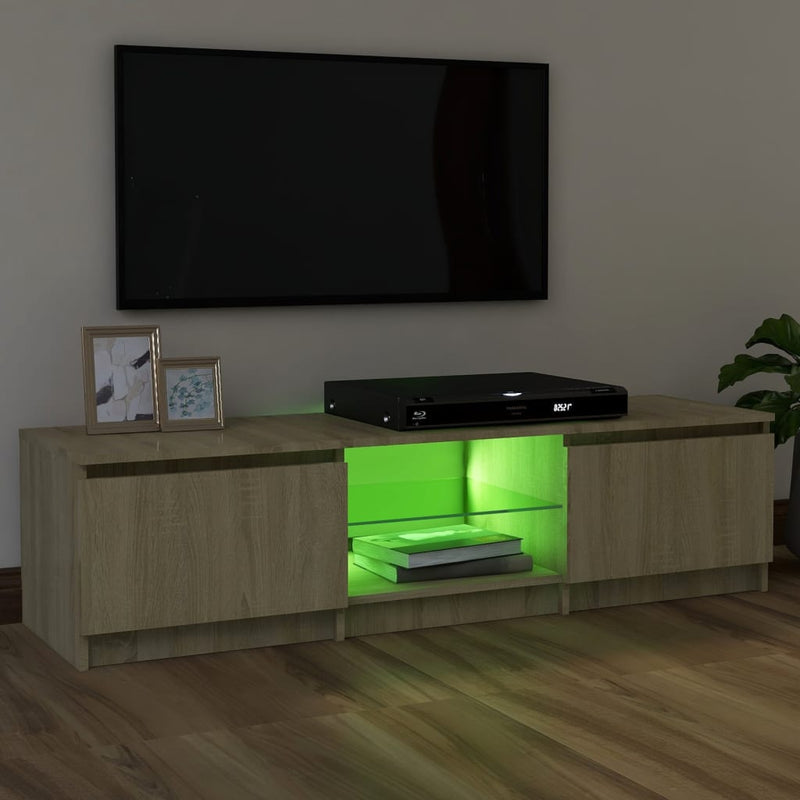 TV Cabinet with LED Lights Sonoma Oak 120x30x35.5 cm Payday Deals