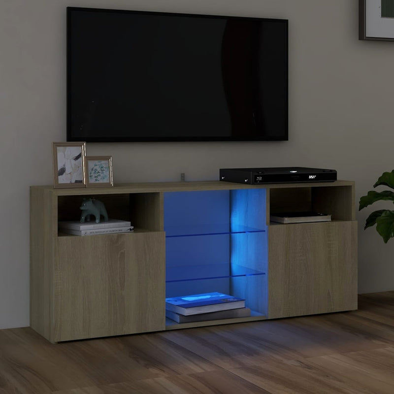 TV Cabinet with LED Lights Sonoma Oak 120x30x50 cm Payday Deals