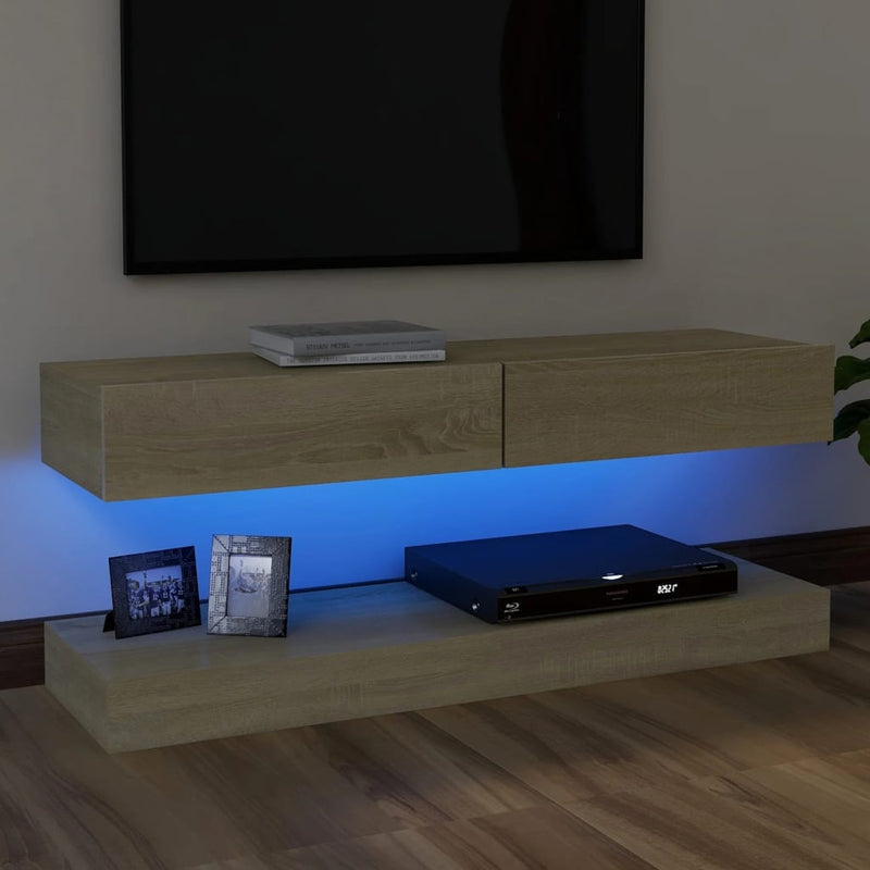 TV Cabinet with LED Lights Sonoma Oak 120x35 cm Payday Deals