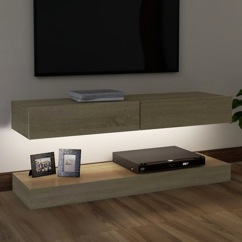 TV Cabinet with LED Lights Sonoma Oak 120x35 cm Payday Deals