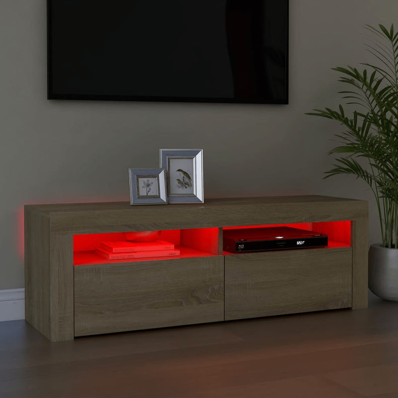 TV Cabinet with LED Lights Sonoma Oak 120x35x40 cm Payday Deals