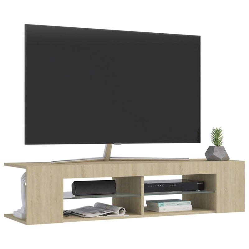TV Cabinet with LED Lights Sonoma Oak 135x39x30 cm Payday Deals